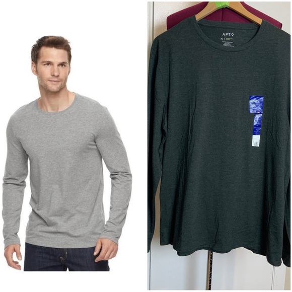 Apt. 9 Other - NWT Apt.9 Premier Flex Men’s Casual Long Sleeve Crew Gray Tee